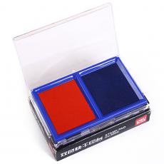 得力9865双色快干印台/印泥 红+蓝色 财务办公必备 一盒两色