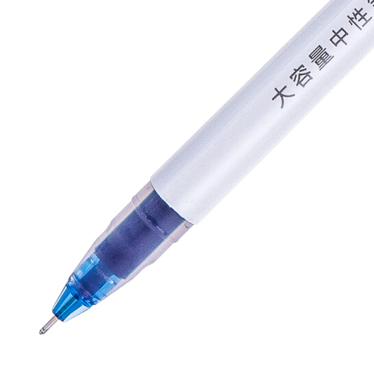 得力(deli)全针管中性笔 0.5mm大容量 一次性水笔签字笔 蓝色12支/盒