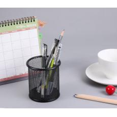 晨光(M&G)文具金属圆形网格笔筒 学生办公通用桌面收纳盒 黑色单个装ABT98404